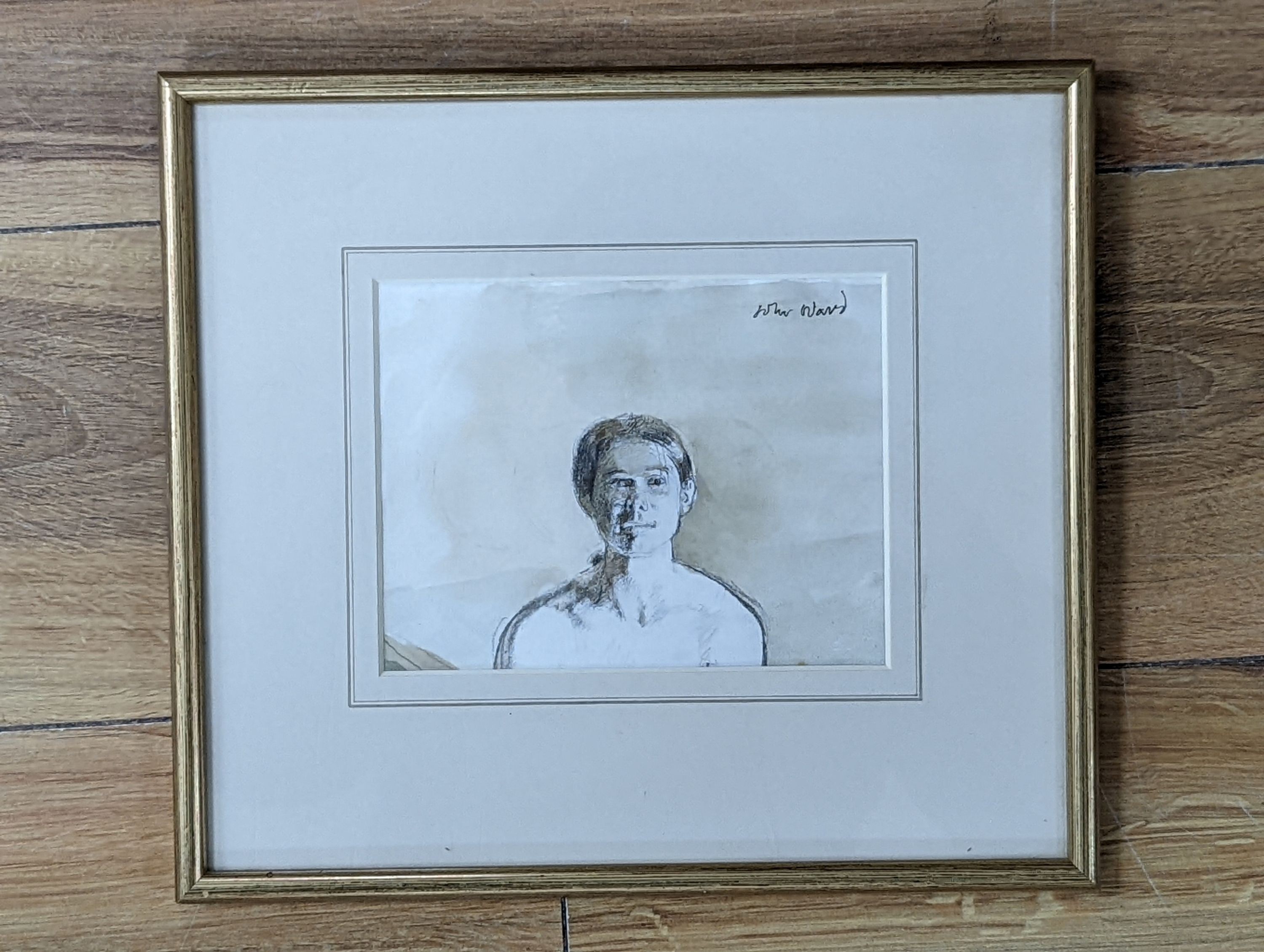 John Ward (1917-2007), pencil and watercolour, Head study of a young man, signed, 12 x 16cm